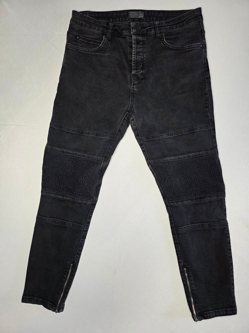 Zara Man Denim Collection Black Biker Jeans Size 32